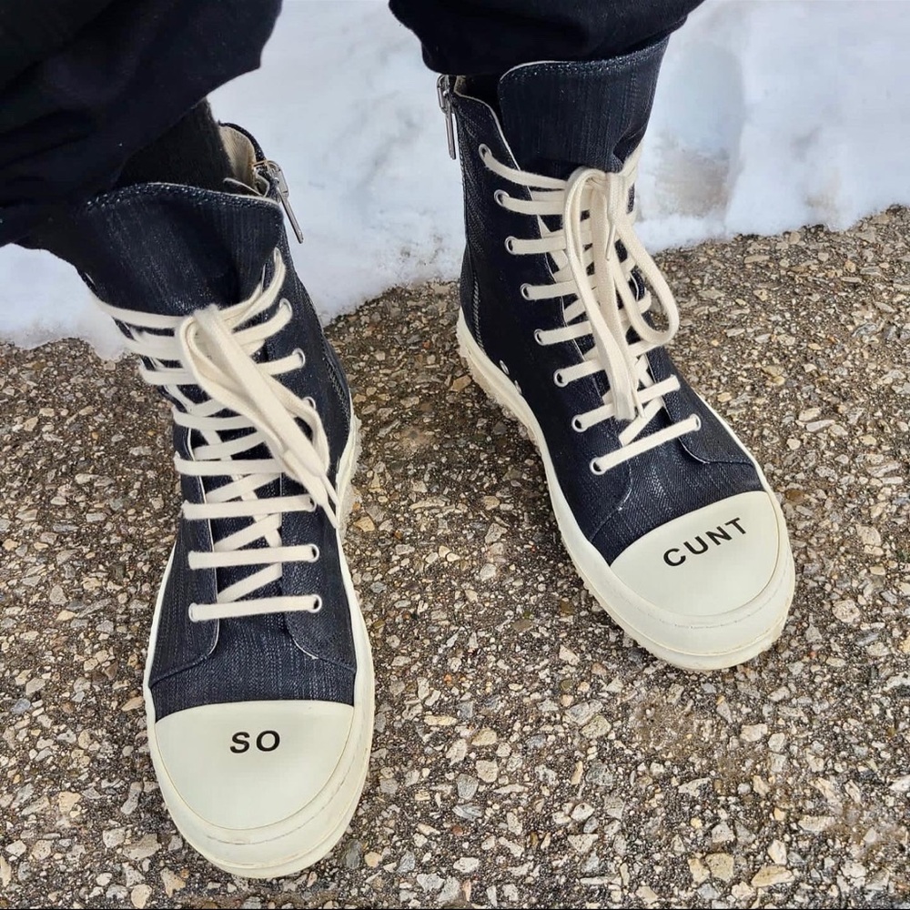 Rick Owens Black and White Low-Top Sneakers